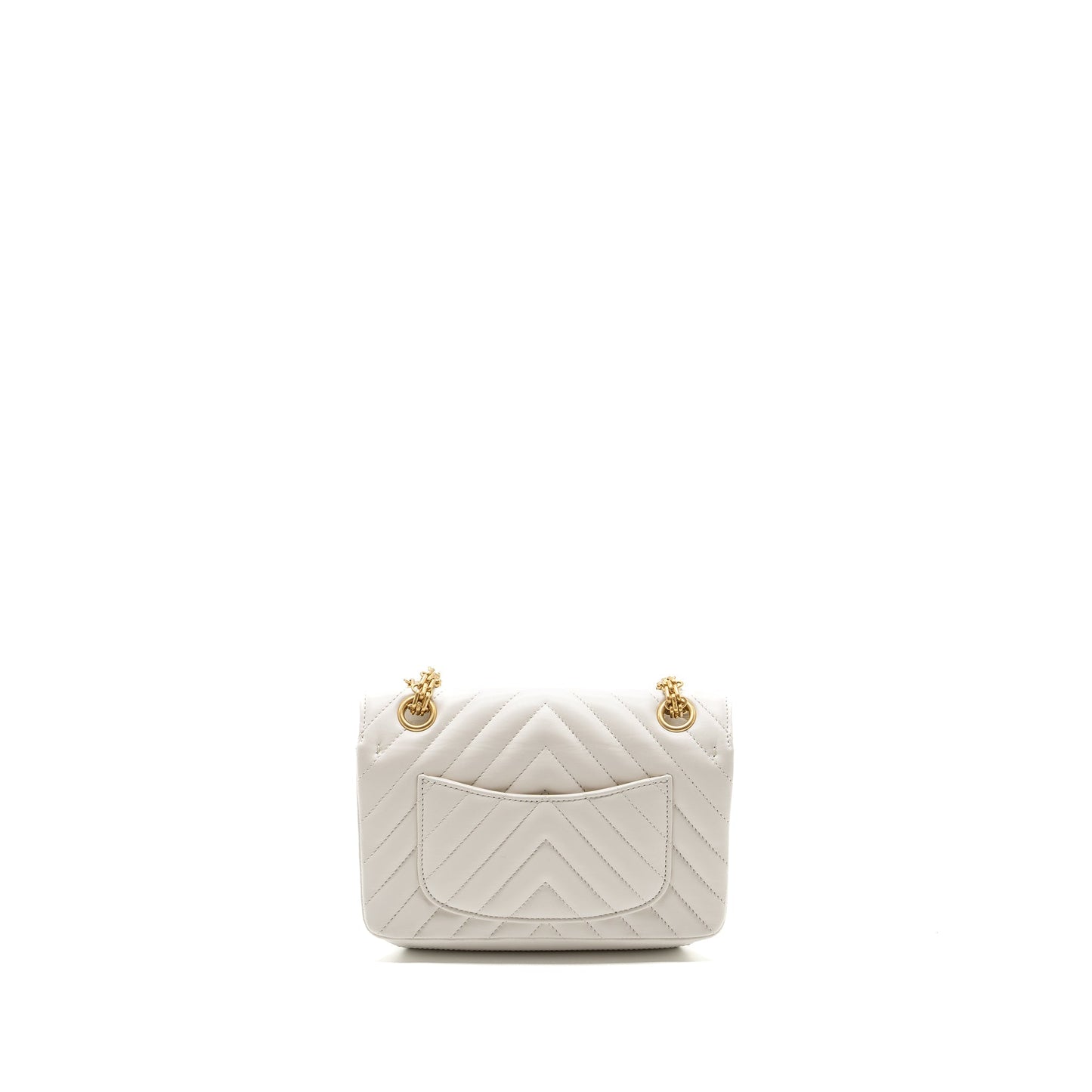 Chanel mini chevron 2.55 reissue flap bag calfskin white GHW (microchip)