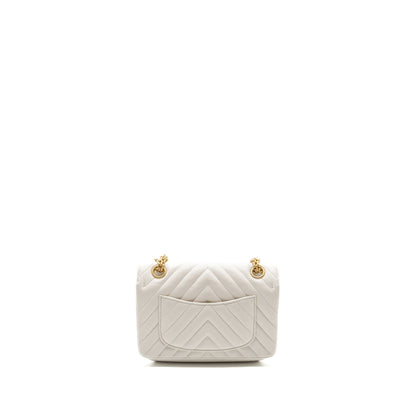 Chanel mini chevron 2.55 reissue flap bag calfskin white GHW (microchip)