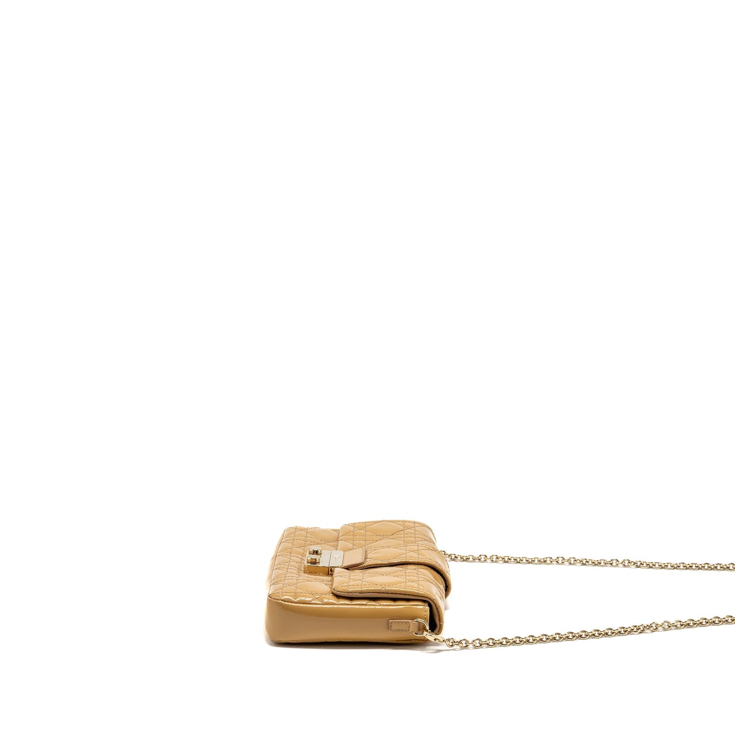 Dior Miss Dior Wallet On Chain Cannage Patent Beige