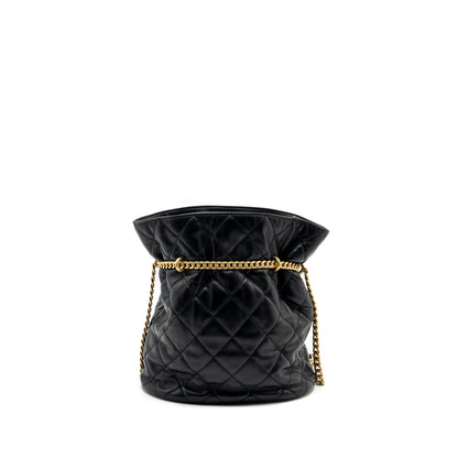Chanel 22p Drawstring Bucket Bag Lambskin Black GHW (Microchip)