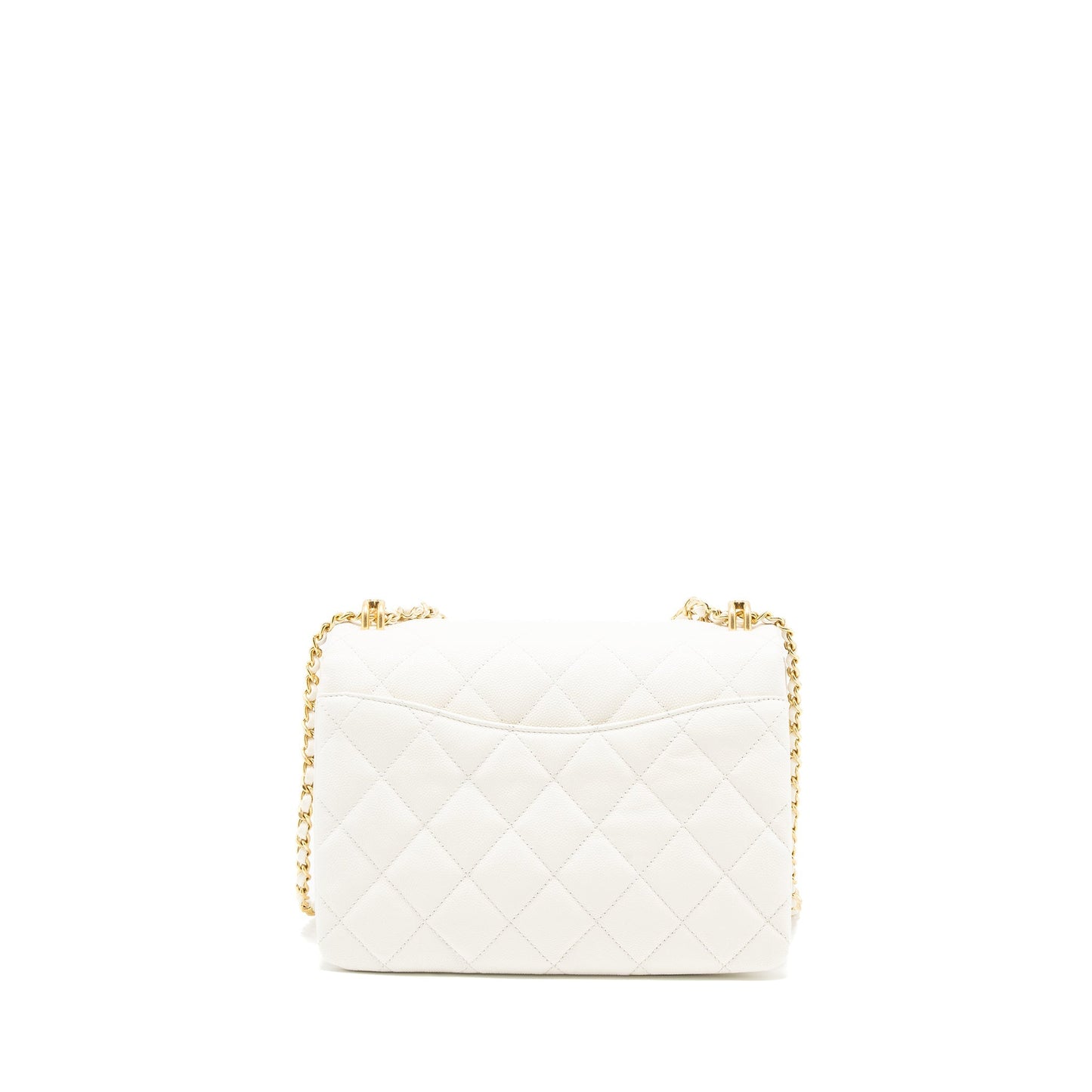 Chanel 21K Coco First Caviar White Brushed GHW (Microchip)