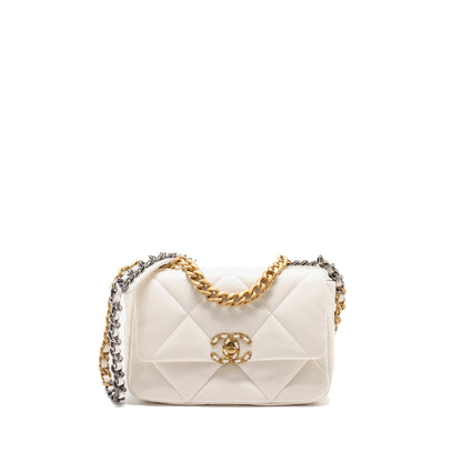 Chanel Small 19 Bag Lambskin White Multicolour Hardware (Microchip)