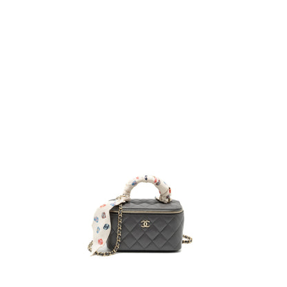 Chanel long vanity case lambskin grey LGHW (microchip)