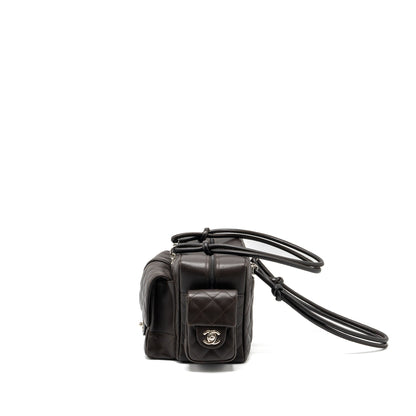Chanel Vintage Cambo Reporter Bag Calfskin Dark Brown SHW