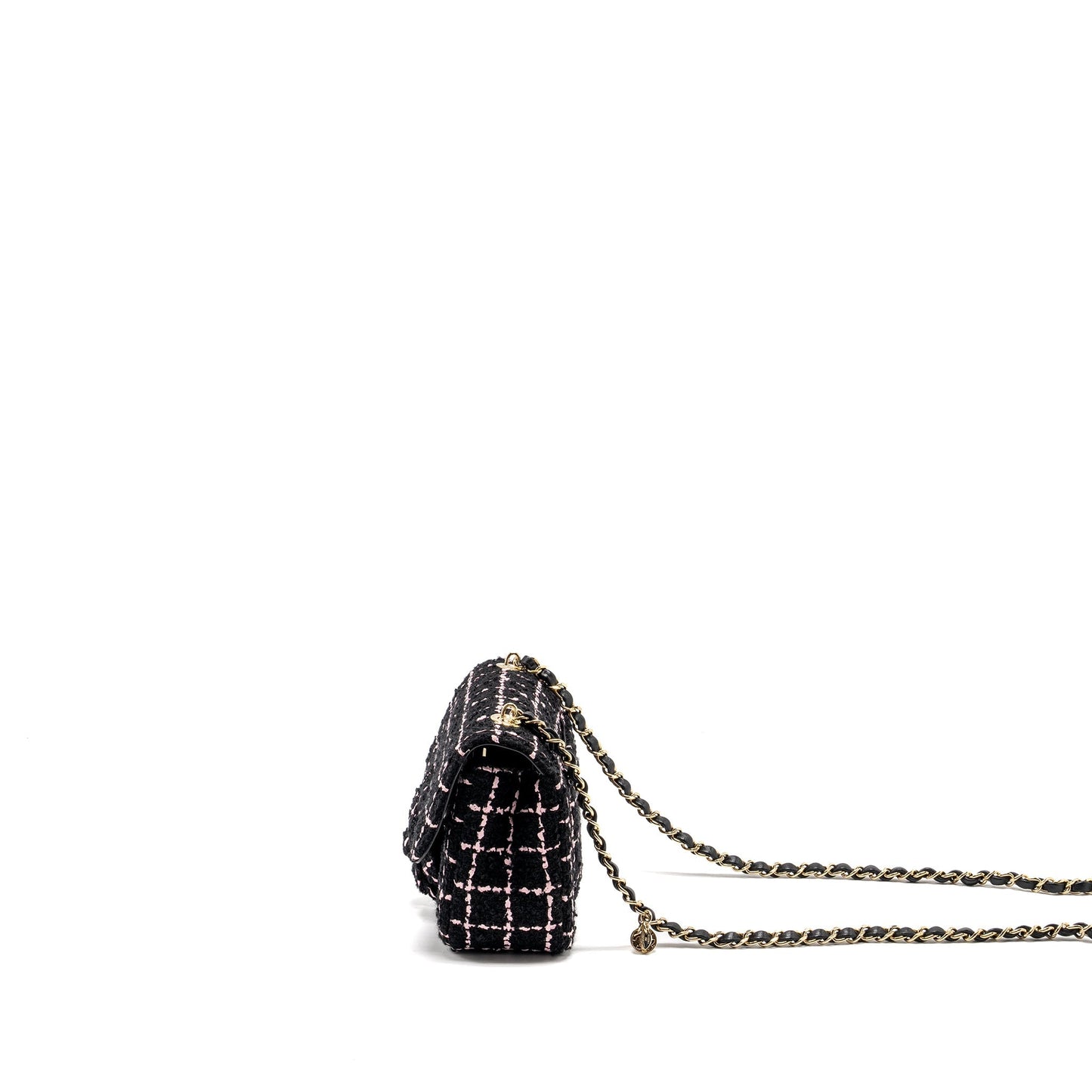 Chanel 23K Flower Bomb Mini Rectangular Flap Bag Tweed Black/Pink LGHW (Microchip)