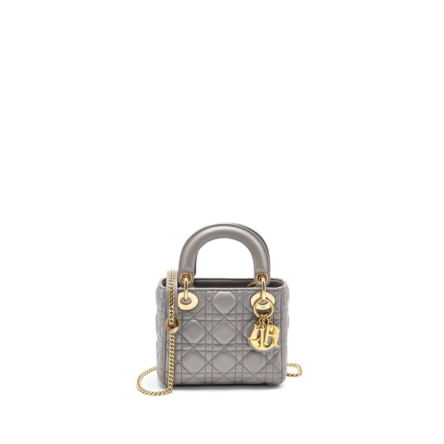 Dior Mini Lady Dior Lambskin Iridescent Grey