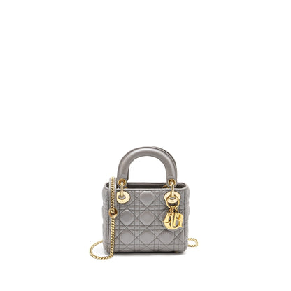 Dior Mini Lady Dior Lambskin Iridescent Grey