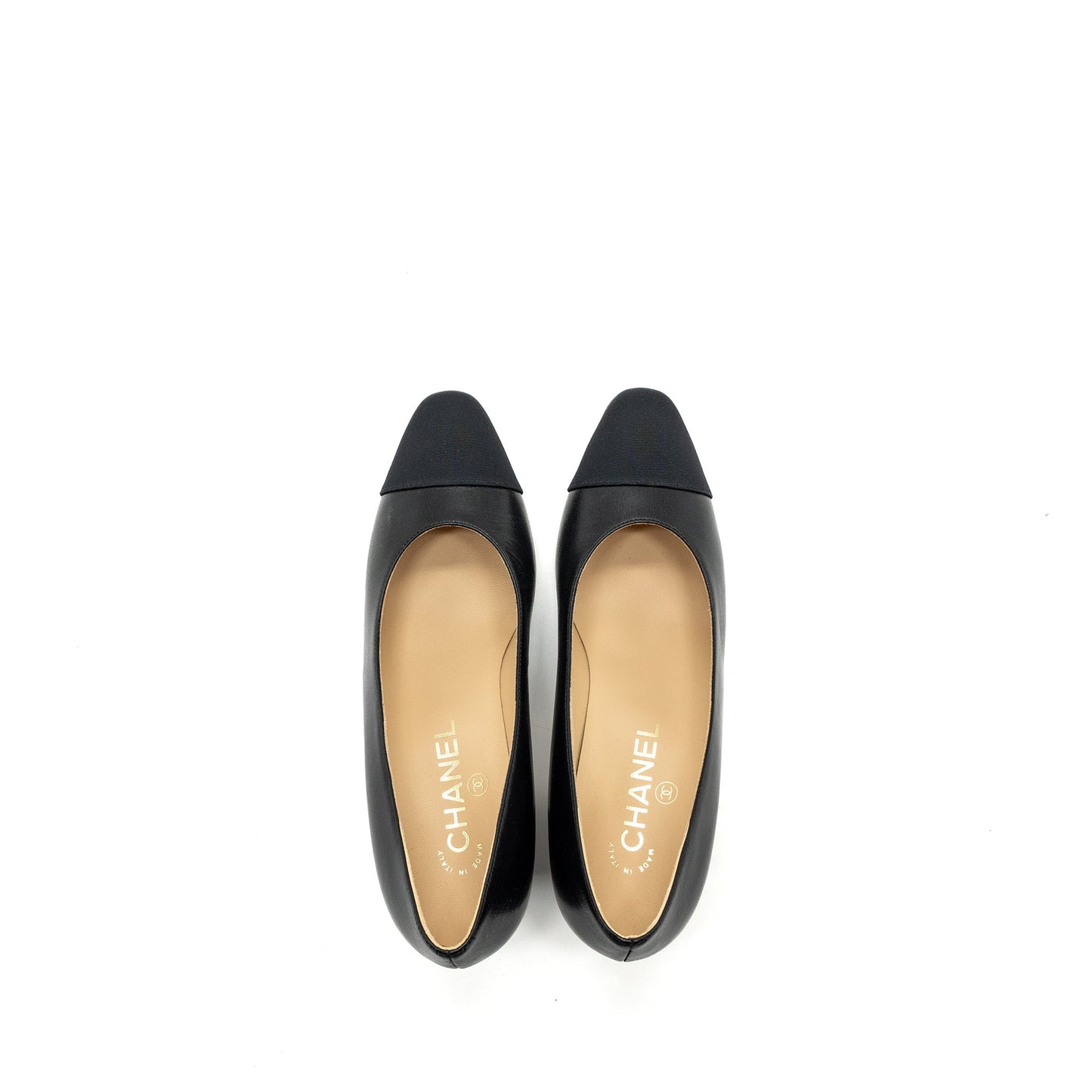 Chanel Size 36.5 Heels Leather/ Fabric Black