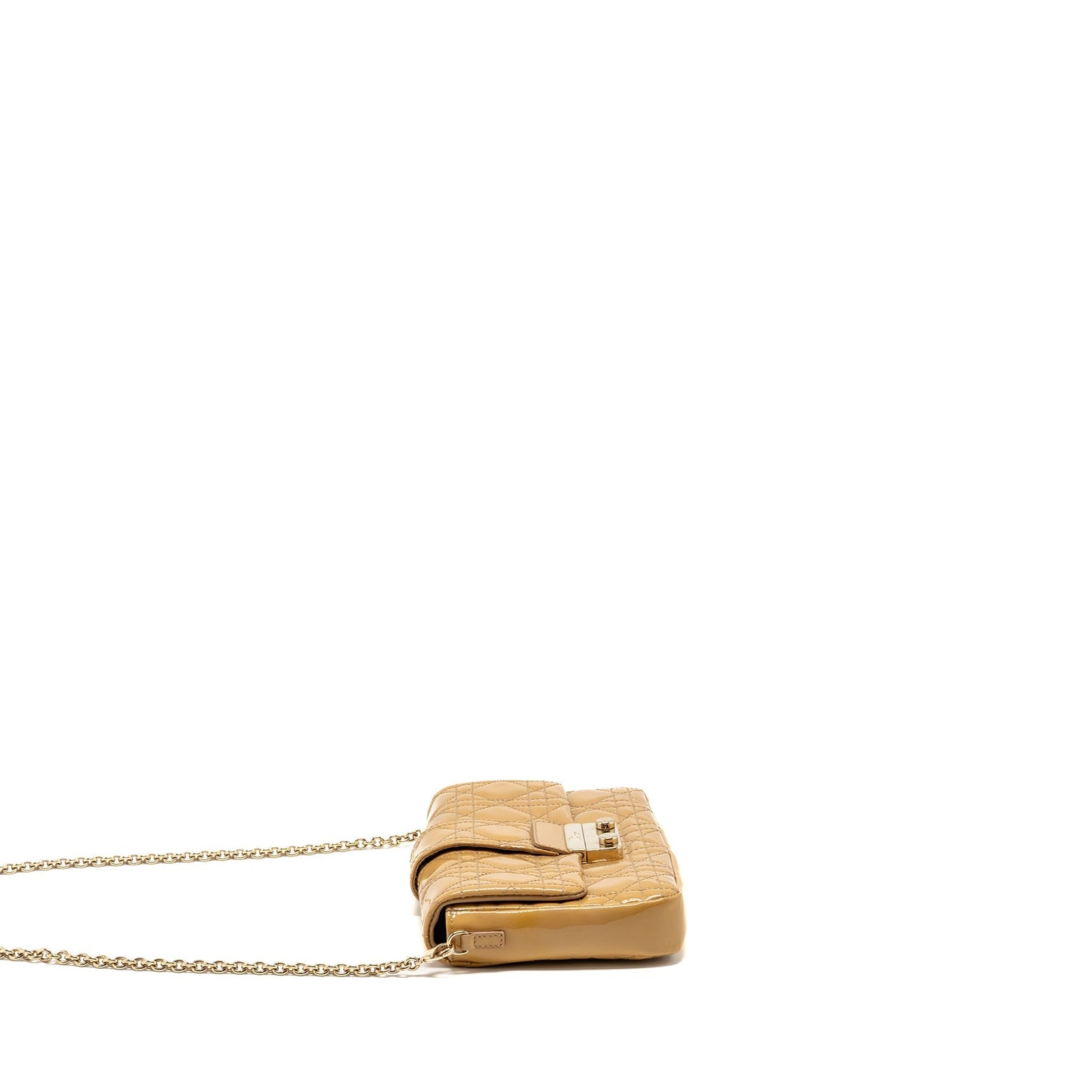 Dior Miss Dior Wallet On Chain Cannage Patent Beige