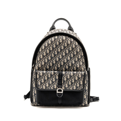 Dior menâs backpack dior oblique canvas / calfskin blue / black