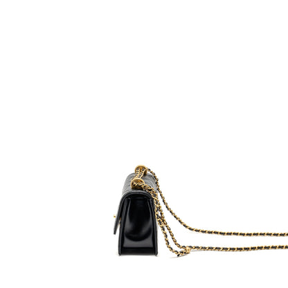Chanel gold crush flap bag calfskin black GHW (microchip)
