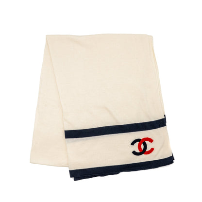 Chanel CC Scarf Cotton/Cashmere White/Blue/Red