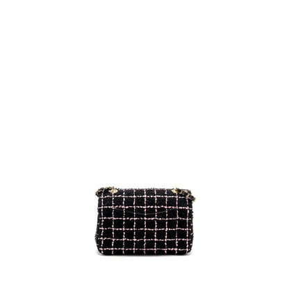 Chanel 23K Flower Bomb Mini Rectangular Flap Bag Tweed Black/Pink LGHW (Microchip)