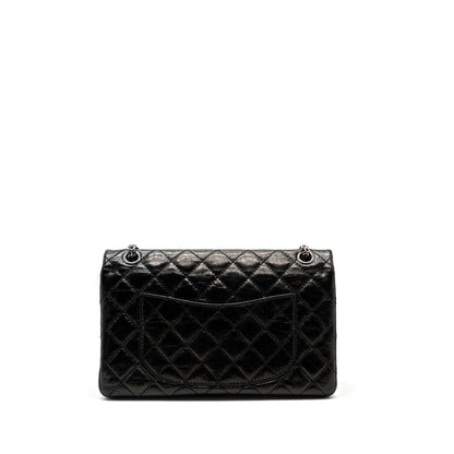 Chanel 2.55 226 Reissue Double Flap Bag Grained Calfskin Black SHW