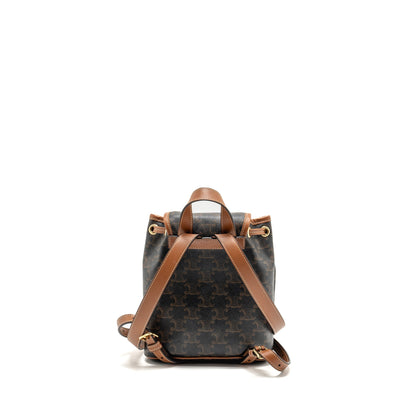 Celine Mini backpack Folco triomphe canvas / calfskin tan