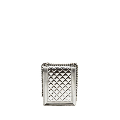 Chanel Boy North South Flap Bag Patent /goatskin Silver Ruthenium Hardware