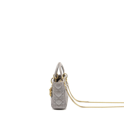 Dior Mini Lady Dior Lambskin Iridescent Grey