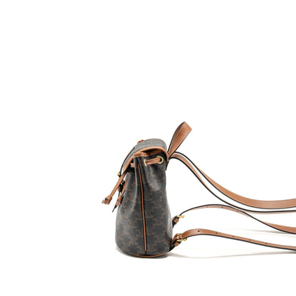 Celine Mini backpack Folco triomphe canvas / calfskin tan