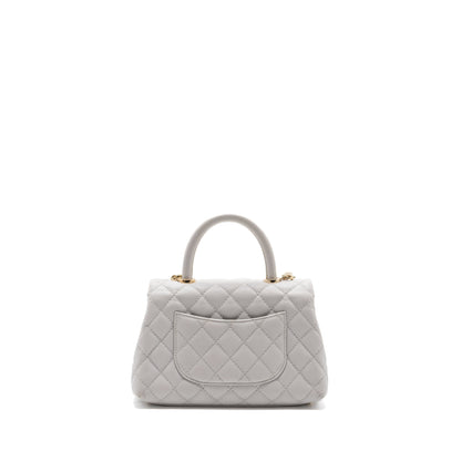 Chanel small coco handle caviar light grey LGHW