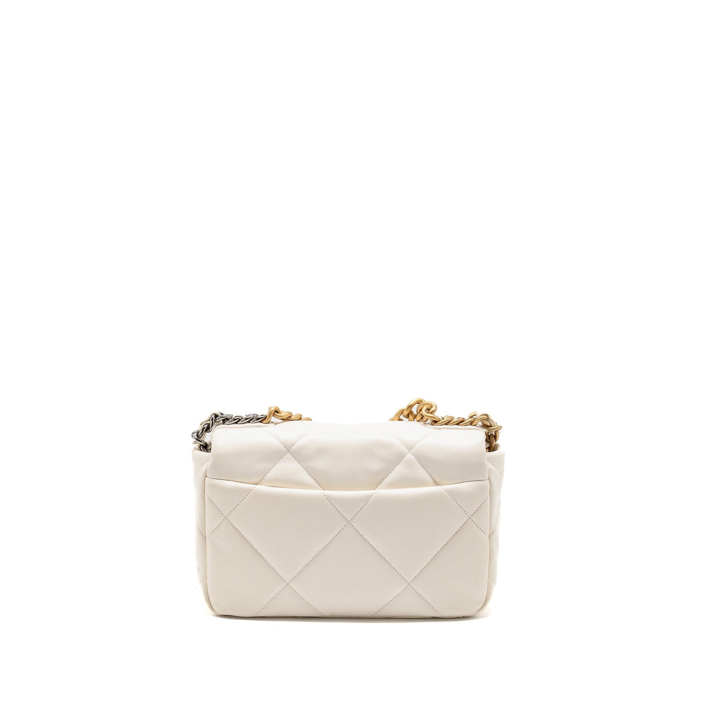 Chanel Small 19 Bag Lambskin White Multicolour Hardware (Microchip)