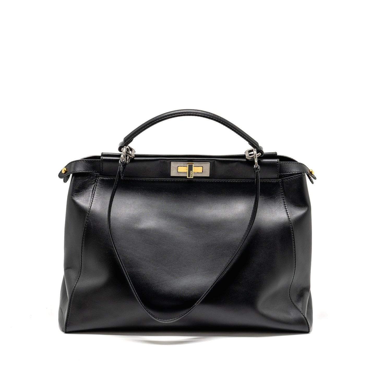 Fendi Large Peekaboo Purse Calfskin Black