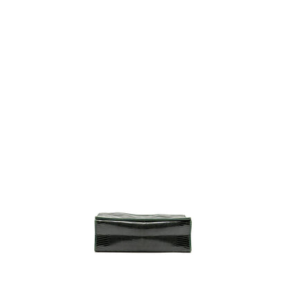 Chanel Vintage Envelop Flap Bag With Chain Lizard Dark Green GHW