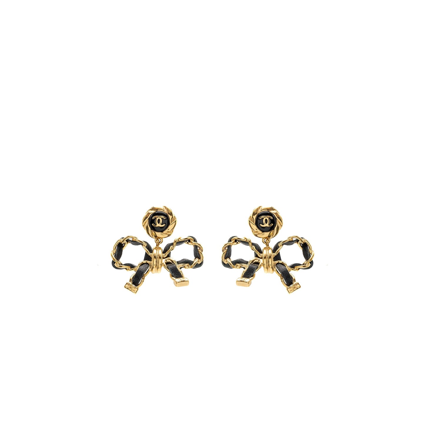 Chanel CC Logo  Bow Drop Earrings Large Model LGHW