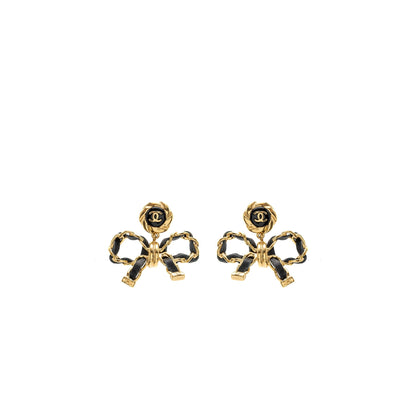 Chanel CC Logo  Bow Drop Earrings Large Model LGHW