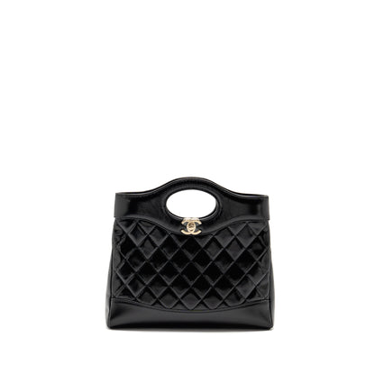 Chanel 25P Mini 31 Bag Shiny Lambskin Black LGHW (Microchip)
