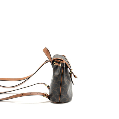 Celine Mini backpack Folco triomphe canvas / calfskin tan