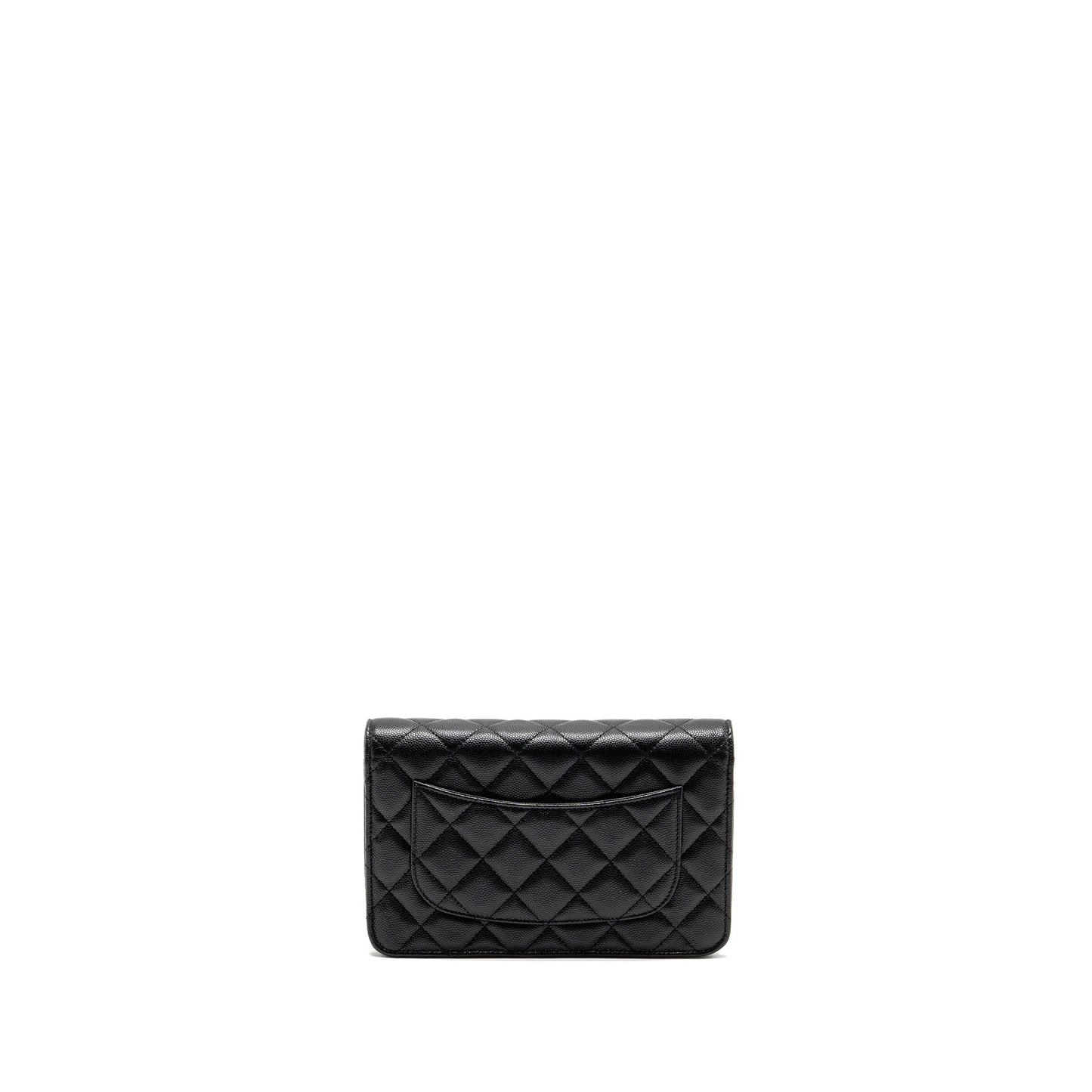 Chanel CC logo quilted wallet on chain caviar black LGHW (microchip)