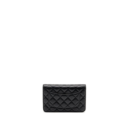 Chanel CC logo quilted wallet on chain caviar black LGHW (microchip)