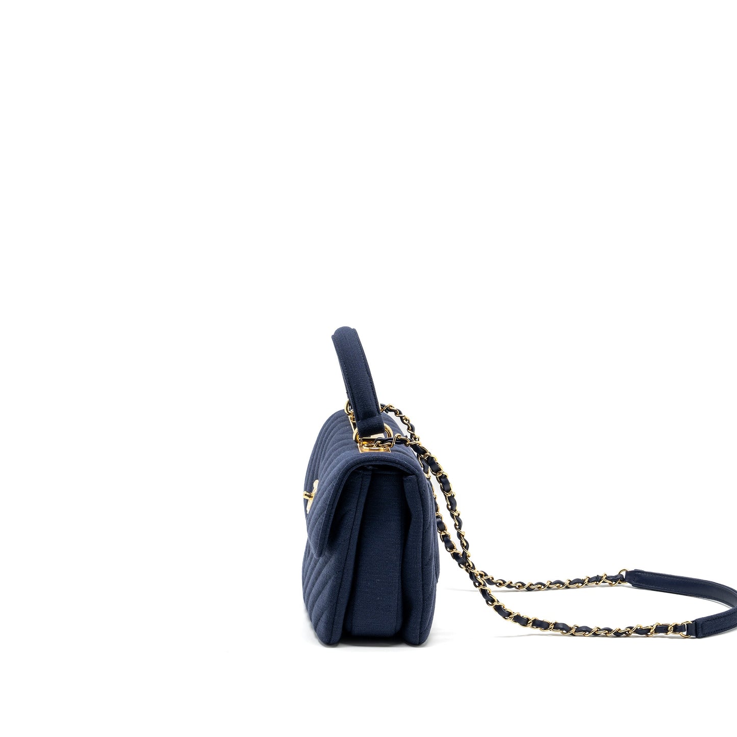 Chanel Small Chevron Trendy CC fabric navy GHW