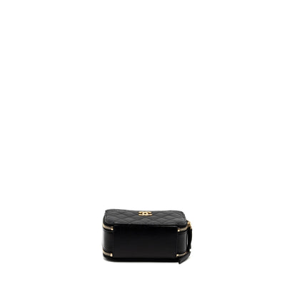 Chanel 22S Letter Top Handle Small Vanity Case Caviar Black Brushed GHW (Microchip)