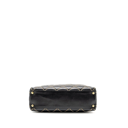 CHANEL Vintage Wild Stitch Shoulder Bag Calfskin Black GHW