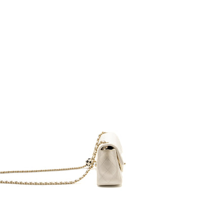 Chanel 23C Pearl Crush Mini Rectangular Flap Bag Lambskin White LGHW (Microchip)