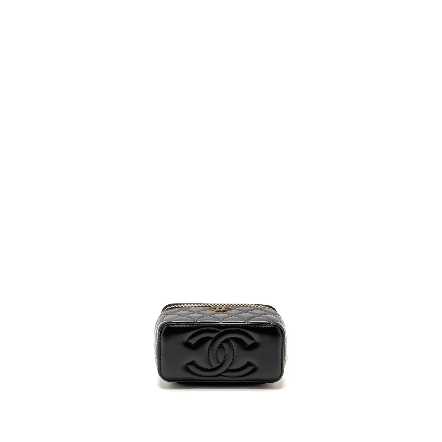 Chanel 24a Long Vanity Case With CC Logo Adjustable Chain Lambskin Black GHW(microchip)