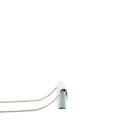 Chanel Mini Flap Bag Ribbon Chains Lambskin Light Blue LGHW