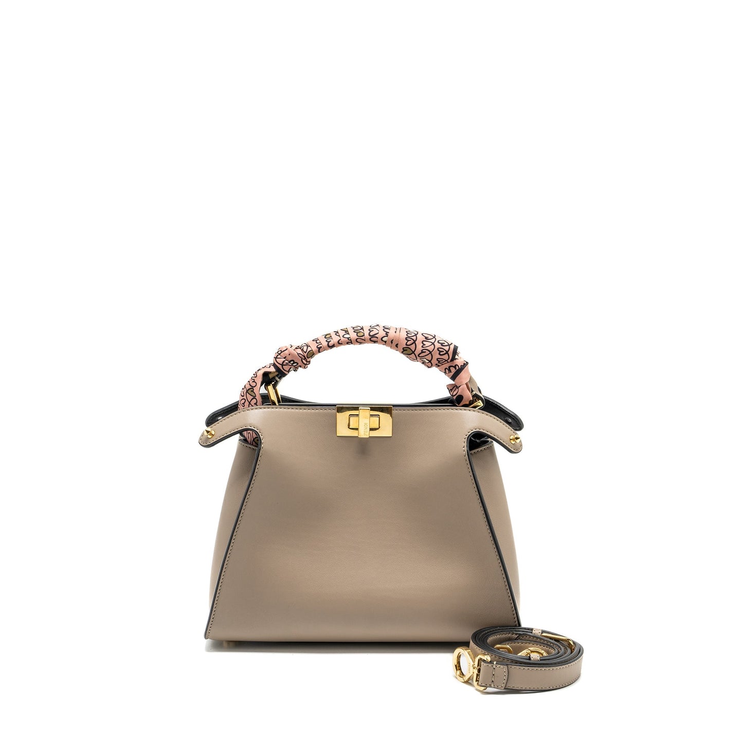 Fendi Peekaboo Handle Purse Calfskin Dove/Black
