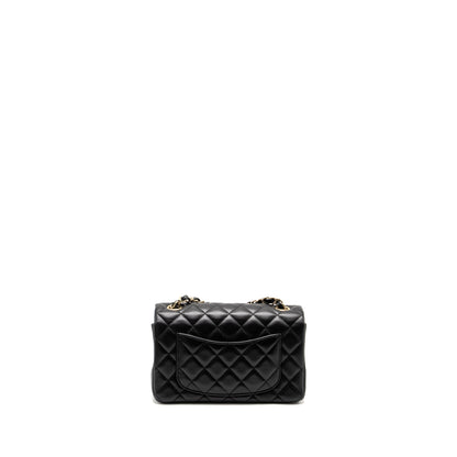 Chanel Mini Rectangular Flap Bag Lambskin Black LGHW (Microchip)