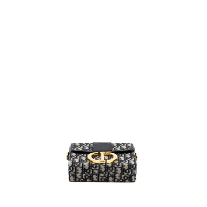 Dior 30 Montaigne Box Purse Blue Dior Oblique Jacquard
