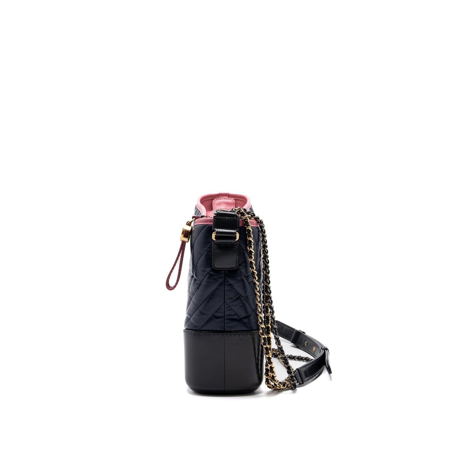 Chanel large Gabrielle hobo bag chevron calfskin multicolor dark blue/ dark grey / pink with multicoloured hardware