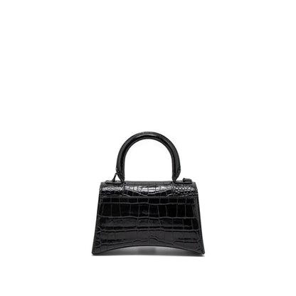 Balenciaga Hourglass Crocodile-Embossed Calfskin So Black