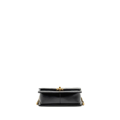 Chanel Gold Crush Flap Bag Calfskin Black GHW (Microchip)