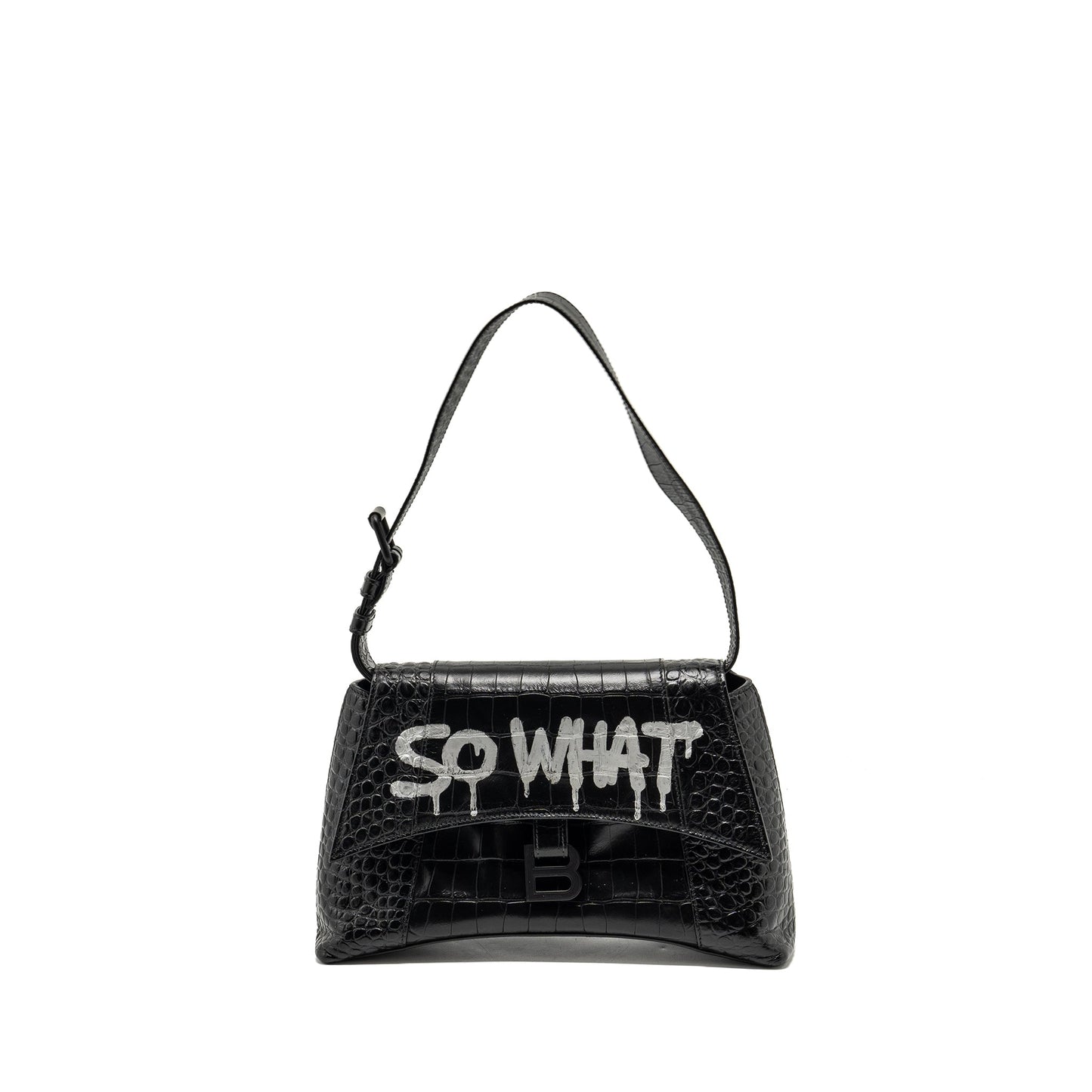 BALENCIAGA Limited Edition Downtown Small Mini Purse Calfskin Black with Black Hardware
