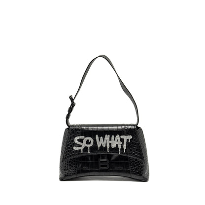 BALENCIAGA Limited Edition Downtown Small Mini Purse Calfskin Black with Black Hardware