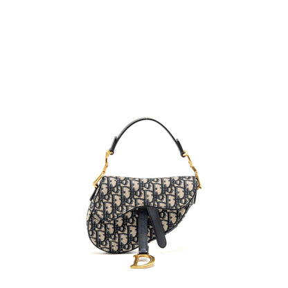 Dior Mini Saddle Purse Blue Oblique Jacquard Canvas