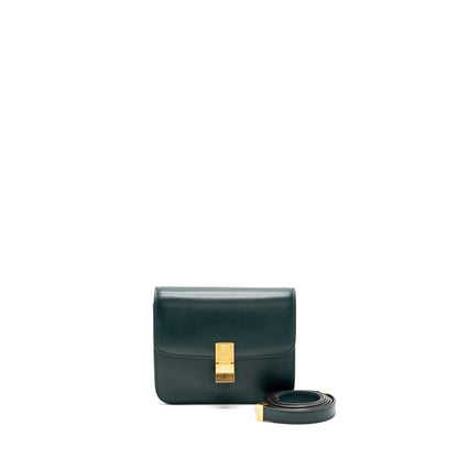 Celine Teen classic box Purse calfskin dark green