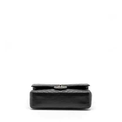 Chanel Medium Classic Double Flap Bag Chevron Caviar Black SHW