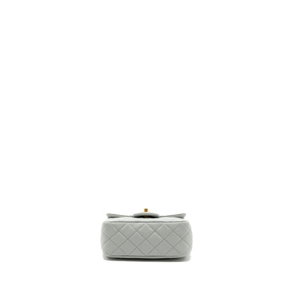 Chanel 23C pearl crush mini square flap bag lambskin grey GHW (microchip)